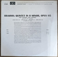 Johannes Brahms / Reginald Kell / The Fine Arts Quartet ‎| Quintet In B Minor Op.115 For Clarinet And Strings