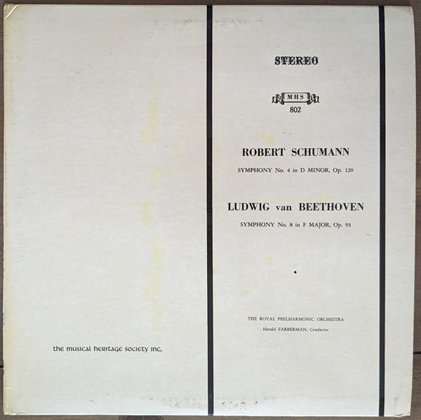 Robert Schumann / Ludwig Van Beethoven ‎| Robert Schumann / Symphony No.4 In D Minor / Op. 120 And Ludwig Van Beethoven Symphony No.8 In F Major / Op.93